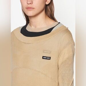 MIU MIU Logo patch Long sleeve T shirt layered top